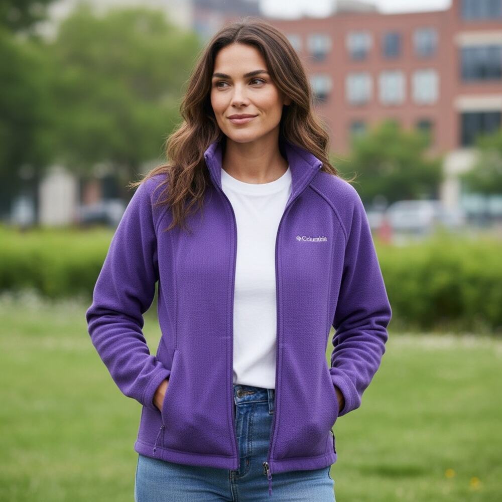 Columbia Benton Springs Fleece Jacket Gorpcore Sz S Purple Full Zip Womens
